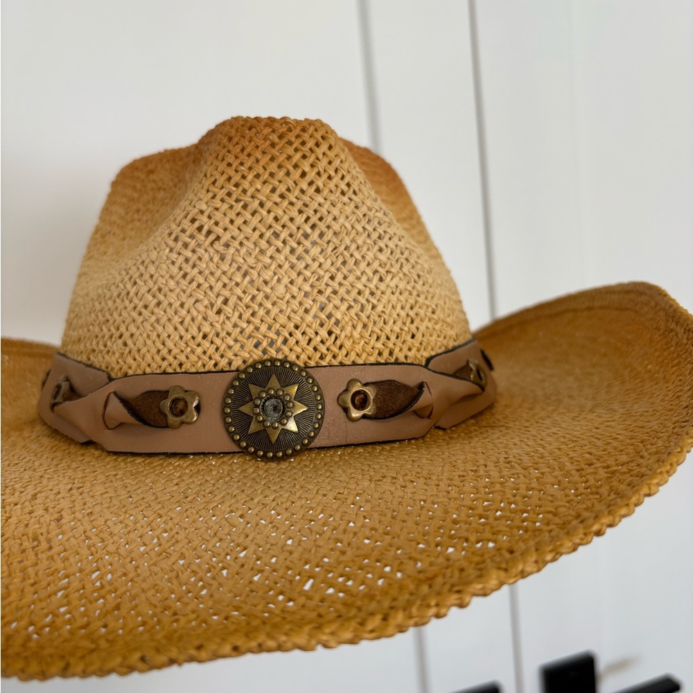 Outlaws‎ Cowboy Western Raffia Paper Straw Summer Festival Cowgirl Hat - Picture 14 of 15
